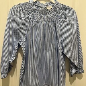 J. Crew Blue and White Pinstripe Blouse